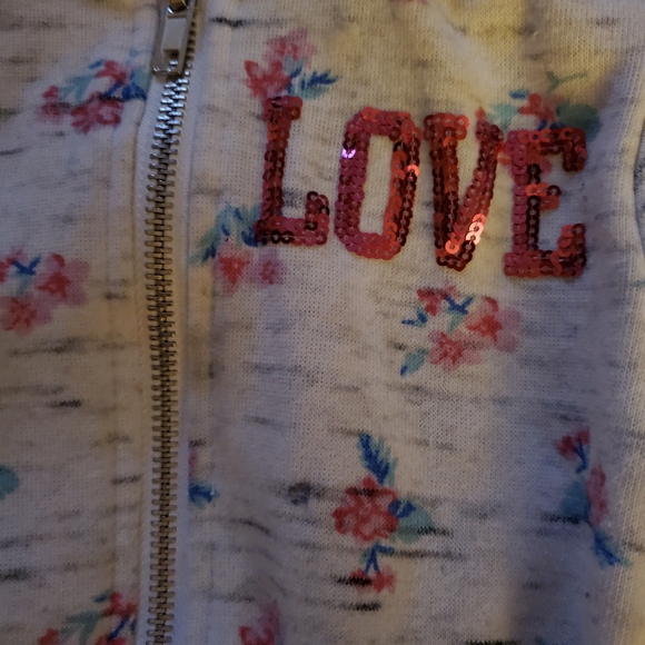 Reflex Kids Light Gray Floral Print Sequin Hoodie. - Picture 9 of 10